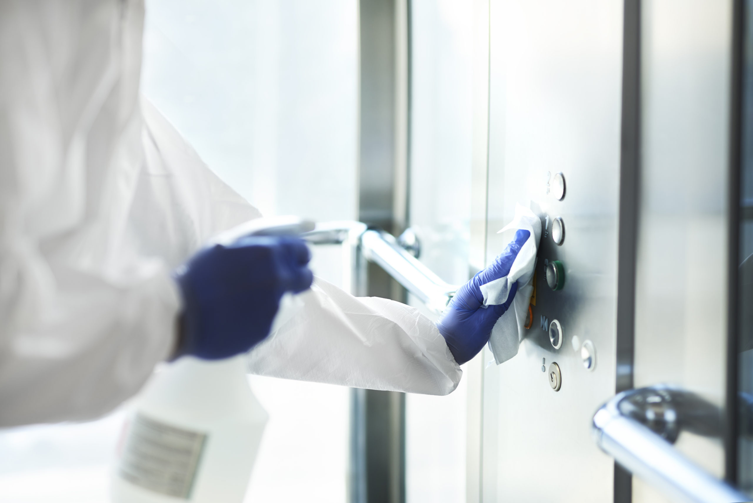 Disinfection of elevator enter button Disinfection of elevator enter button