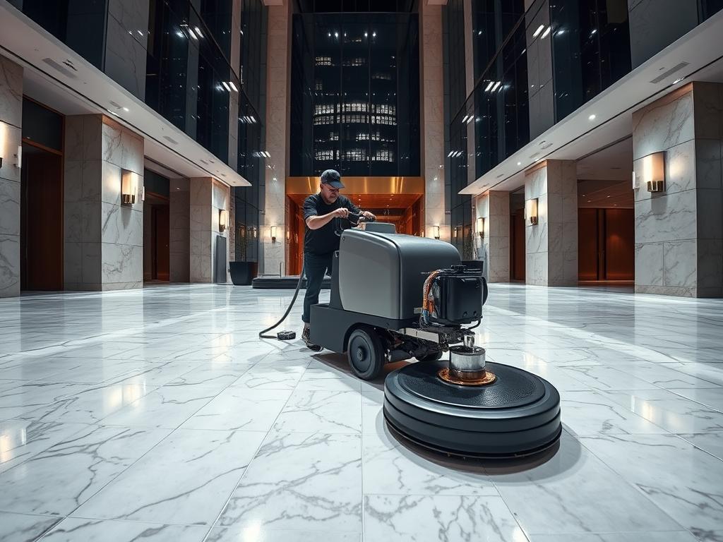 Floor cleaning in Sydney CBD commercial building
