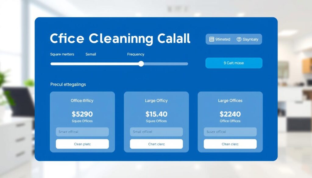 Office cleaning cost calculator showing pricing for different office sizes in Sydney