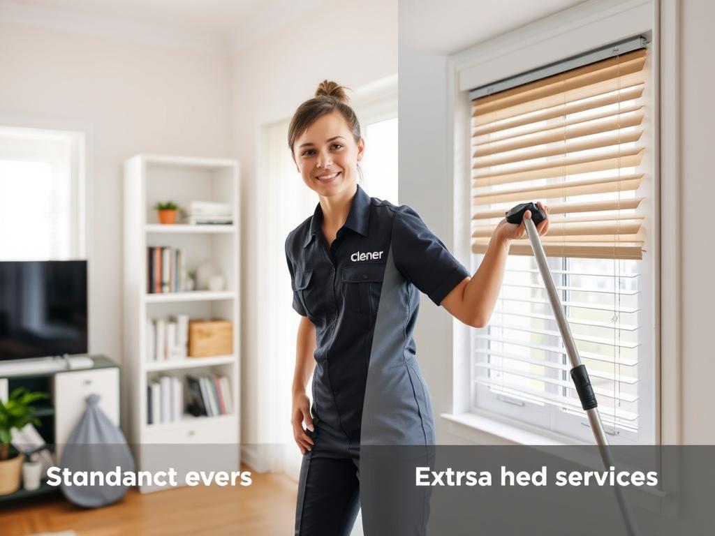 Sydney cleaner demonstrating the difference between standard cleaning tasks and extra fee services
