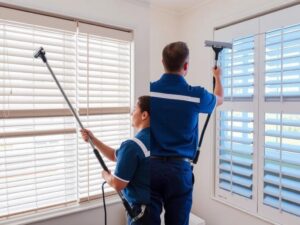 Residential Cleaning Sydney: Professional cleaning of window blinds.