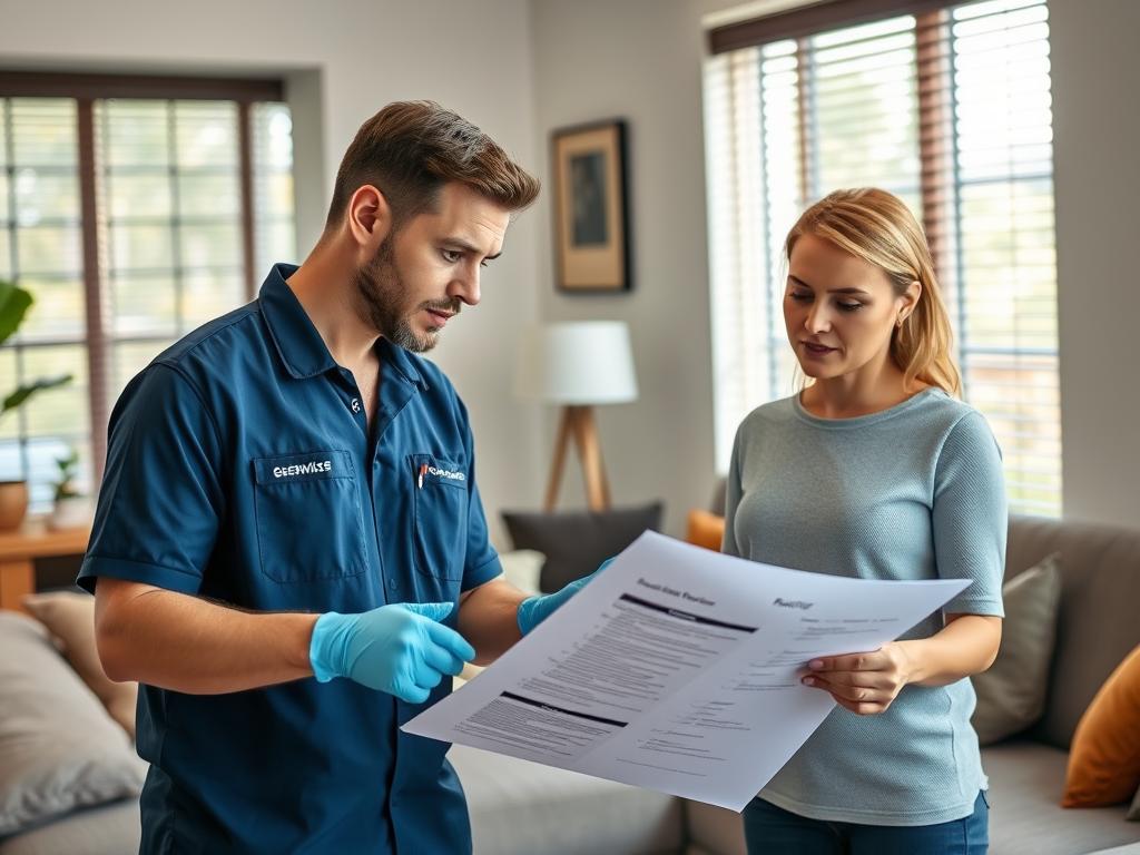 Sydney homeowner discussing cleaning service bundles with a professional cleaner